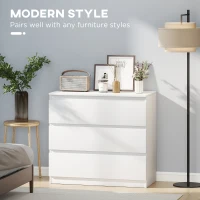 HOMCOM Chest of Drawers, 3-Drawer Storage Organiser Unit for Bedroom, Living Room, White(m-4)