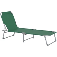 Outsunny Espreguiçadeira Dobrável e Reclinável em 4 Posições com Estrutura Metálica e Tecido Oxford para Exterior 187x58x28 cm Verde(m-1)
