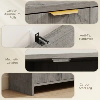 HOMCOM Sideboard Cabinet, Modern Storage Cabinet with 3 Doors and Adjustable Shelves for Living Room, Dining Room, Grey(m-7)