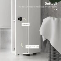 kleankin Mobile Colonna Bagno con Cassetto, 2 Armadietti e 4 Ripiani Aperti, in Legno, 20x20x180 cm, Bianco(m-6)