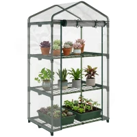 Outsunny Kas met Planken, Winterbestendige Foliekas voor Balkon 69 x 49 x 125 cm Transparant(m-11)