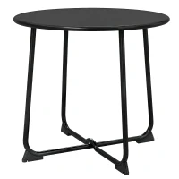 Outsunny Tavolino da Caffè da Esterno Rotondo 50 cm, Tavolo in Metallo con Base a X e Piedini Antiscivolo, Nero(m-11)
