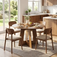 HOMCOM Table à manger ronde pour 4 personnes, Ø 110 x 73,5 cm, table de cuisine avec base croisée, marron(m-8)