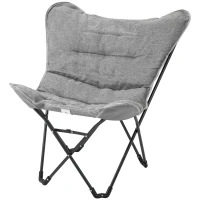 Outsunny Chaise de camping chaise de plage pliable assise large et rembourrée pliante pour pêche 88 x 74 x 84 cm gris clair(m-12)