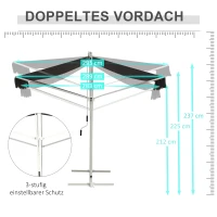 Outsunny Staande luifel met knikarm tuinluifel luifel zwengel grijs 3,95 x 2,94 m(m-6)
