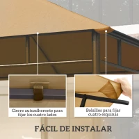 Outsunny Techo de Repuesto para Cenador, 3x3 m, Cubierta de Repuesto con 8 Orificios de Drenaje, Ventilación y Protección UV, SOLO Toldo de Recambio para Pabellón Gazebo, Beige(m-5)