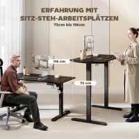 Vinsetto Verstelbaar Zit-Stabureau Computertafel, 140 cm x 70 cm x 116 cm, Zwart(m-4)