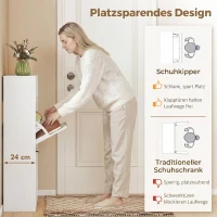 HOMCOM Smalle schoenenkast met 2 kleppen en bovenblad voor hal en gang, wit(m-4)