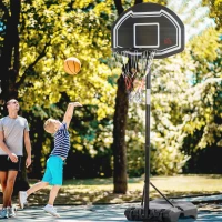 HOMCOM Panier de basket extérieur hauteur réglable 197,5-254 cm panier de basket sur pied à roulettes base remplissable noir(m-10)