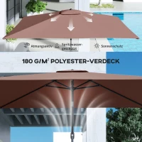 Outsunny Tuinparasol 300 x 200 cm kantelbaar balkonparasol met draaikruk Bruin(m-5)