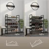 HOMCOM Schoenenrek Schoenenrek, 5 Planken, 72 cm x 30 cm x 102 cm, Zwart(m-4)