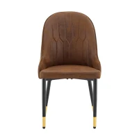 Lot de 2 chaises de salle à manger, dossier motif éclair stylé, déperlante et facile d'entretien, 47.3x44x91 cm, Marron+Noir(m-2)