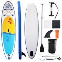 HOMCOM Inflatable Stand Up Paddle Board, 10' x 30" x 4", Non-Slip SUP, with ISUP Accessories, Hand Pump, 1 Fin, Adj Paddle, Backpack for Youth Adult Beginners/Experts(m-1)