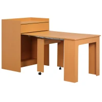 HOMCOM Tavolo Pieghevole da Pranzo max 5 Persone in Truciolato e Acciaio, 84x180x100 cm, color Legno(m-1)