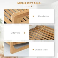 HOMCOM Schoenenrek voor 9 paar schoenen, 3 niveaus, opstaande randen, bamboehout, 76 x 33 x 51 cm(m-6)