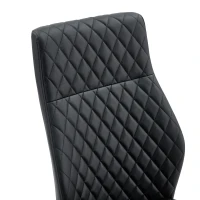 Chaise de salle à manger matelassée motif losange, dossier haut ergonomique, lot de 2, 43x63x100 cm, Noir+Argenté(m-6)