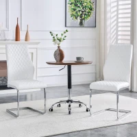 Chaise de salle à manger matelassée motif losange, dossier haut ergonomique, lot de 2, 43x63x100 cm, Blanc+Argenté(m-1)