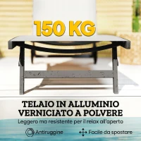 Outsunny Set 2 Lettini Prendisole con Schienale Reclinabile, in Alluminio e Tessuto Traspirante, 66x165x102 cm, Crema(m-6)
