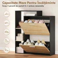 HOMCOM Dulap Slim Pantofi, Dulap Economisire Spațiu Pantofar Slim Pantofar Economisire Spațiu, Negru și Lemn(m-5)