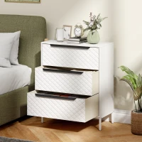 HOMCOM Chest of Drawers, Dresser with 3 Fabric Drawers and Aluminium Handles - White(m-10)