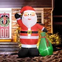Outsunny Père de Noël gonflable de 180 cm avec lumières LED, matériel fixation et souffleur, intérieur et extérieur(m-10)