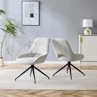Chaise de salle à manger pivotante 360°, accoudoirs, patins réglables antidérapants, 50x50x87 cm, Gris+Beige(m-1)