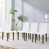 Lot de 4 chaises de salle à manger, style luxe européen, patins antidérapants et silencieux, 42x46x89 cm, Blanc+Noir(m-5)