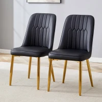 Lot de 2 chaises de salle à manger modernes, assise rembourrée, embouts antidérapants, 43x41.5x89 cm, Noir+Doré(m-5)