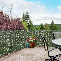 Outsunny Vedação com Treliça Expansível de 2 Peças com Folhas Artificiais Parede de Folhas com Vime Decorativa Vedação de Privacidade 295x70 cm Verde(m-10)