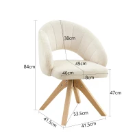 Lot de 2 chaises pivotantes style rétro, piètement 4 pieds en bois massif, patins antidérapants, 46x49x84 cm, Couleur naturelle(m-3)
