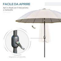 Outsunny Ombrellone da Giardino e Terrazza 2.5x2.5m con Manovella, 18 Stecche e Testa Inclinabile, Crema(m-4)