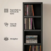 HOMCOM Dulap Suport Cd Da Perete Con 12 Polițe In Lemn 21x20x175cm Negru(m-5)