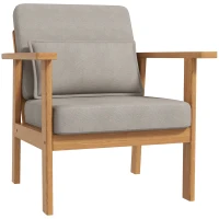 HOMCOM Gestoffeerde Stoel, inclusief 1 Kussen, 70 cm x 72 cm x 76 cm, Beige + Natuurlijk(m-10)