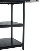 Table ronde 107 cm de diamètre, design industriel élégant, pour 2–4 personnes, 107x107x75 cm, Noir(m-7)
