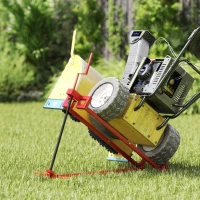 HOMCOM 400 kg Foldable Ride-On Mower Jack Lift, Adjustable Steel Lifting Device, for Lawn Mower, ATV, Red(m-10)
