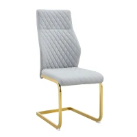 Chaise de salle à manger matelassée motif losange, dossier haut ergonomique, lot de 2, 43x63x100 cm, Gris clair(m-10)