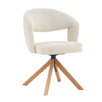 Lot de 2 chaises pivotantes rétro-luxe, patins feutre antidérapants, rotation 360° silencieuse, 47x47.5x81.5 cm, Couleur naturelle(m-10)