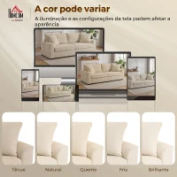HOMCOM Sofá de 3 Lugares Moderno 212x80x88 cm Sofá Sala de Estar Estofado com 2 Almofadas Apoio de Braços e Estrutura de Aço  Creme(m-7)