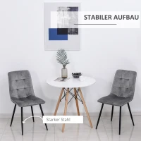 HOMCOM set van 2 eetkamerstoel keukenstoel eettafel schuimstof metaal grijs + zwart 45 x 63 x 90 cm(m-4)
