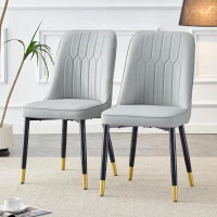 Lot de 2 chaises de salle à manger modernes, assise rembourrée, embouts antidérapants, 43x41.5x89 cm, Gris clair(m-4)