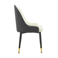 Lot de 2 chaises de salle à manger, dossier motif éclair stylé, déperlante et facile d'entretien, 47.3x44x91 cm, Blanc+Noir(m-9)