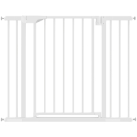 PawHut Barrera de Seguridad para Niños y Perros Ancho 76-102 cm Bloqueo Doble y Cierre Automático Apertura Dos Sentidos Blanco