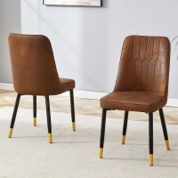 Lot de 2 chaises de salle à manger modernes, assise rembourrée, embouts antidérapants, 43x41.5x89 cm, Marron+Noir(m-5)