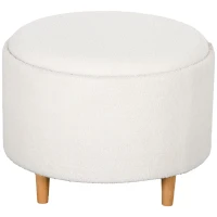 HOMCOM Teddyfleece Poef met Verborgen Opbergruimte, Omkeerbaar Deksel, 56 cm x 56 cm x 42 cm, Wit(m-1)