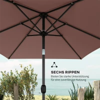Outsunny Tuinparasol 300 x 200 cm kantelbaar balkonparasol met draaikruk Bruin(m-6)