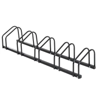 HOMCOM Râtelier 5 vélos range-vélos support rangement vélo à pneu 65 mm dim. 145L x 33l x 27H cm acier noir(m-1)