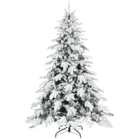 HOMCOM 7ft Super Flocked Christmas Tree - Green/White(m-11)