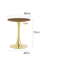 Table d'appoint ronde, style mid-century, pieds antidérapants, usage multifonction, 60x60x72 cm, Noyer(m-3)