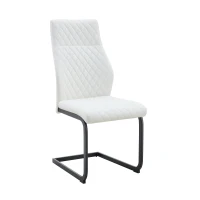 Chaise de salle à manger matelassée motif losange, dossier haut ergonomique, lot de 2, 43x63x100 cm, Blanc+Noir(m-10)