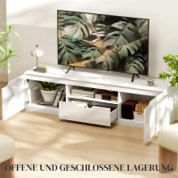 HOMCOM TV-meubel, hoogglans, voor televisies tot 65", 3 vakken, lade, 160 x 38 x 43 cm, wit(m-4)